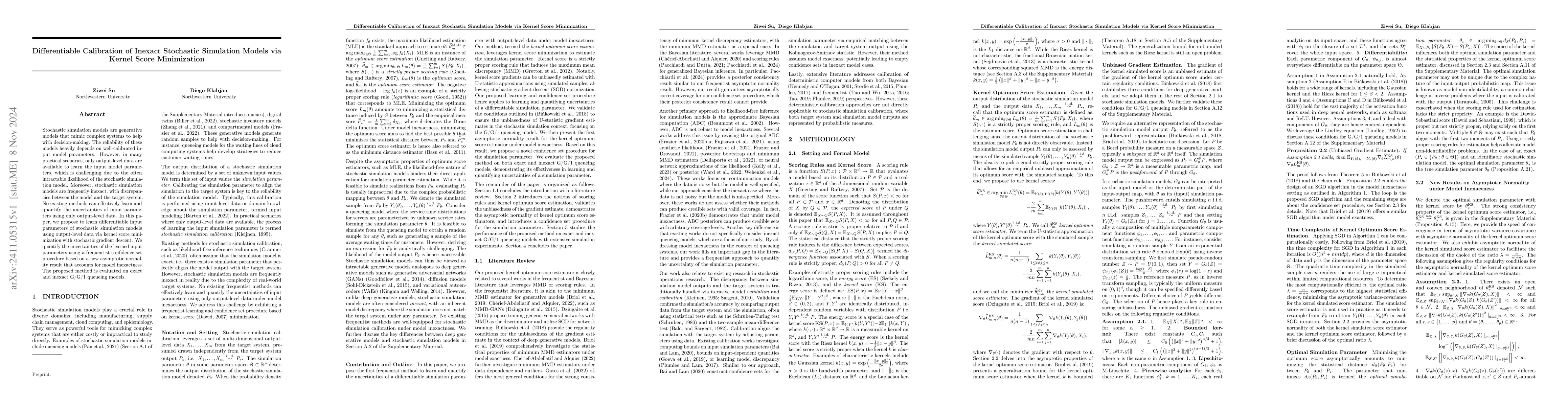 Thumbnail for Differentiable Calibration of Inexact Stochastic Simulation Models via
  Kernel Score Minimization
