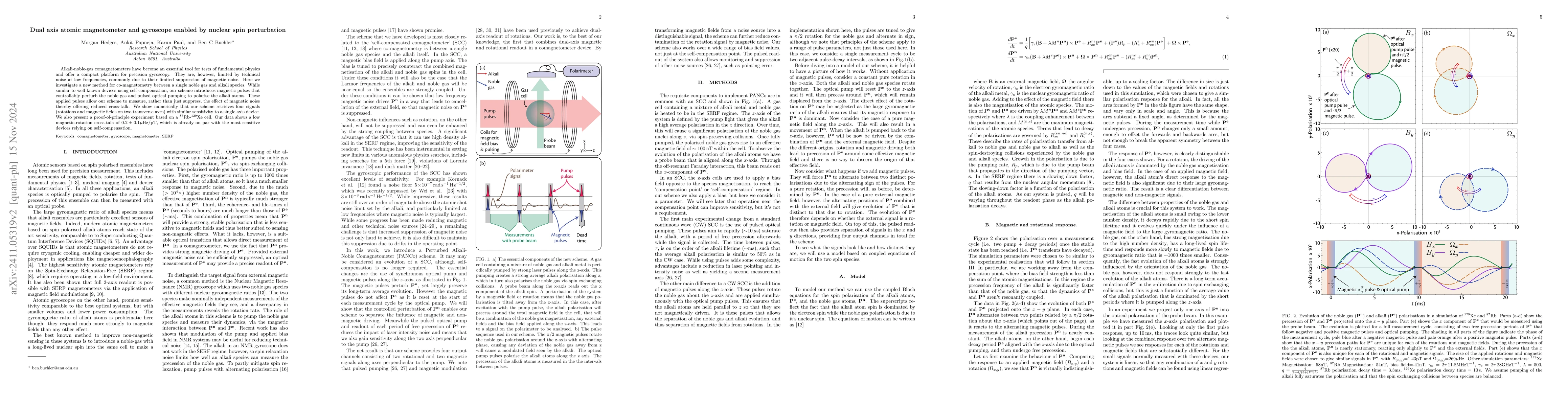 Thumbnail for Dual axis atomic magnetometer and gyroscope enabled by nuclear spin
  perturbation