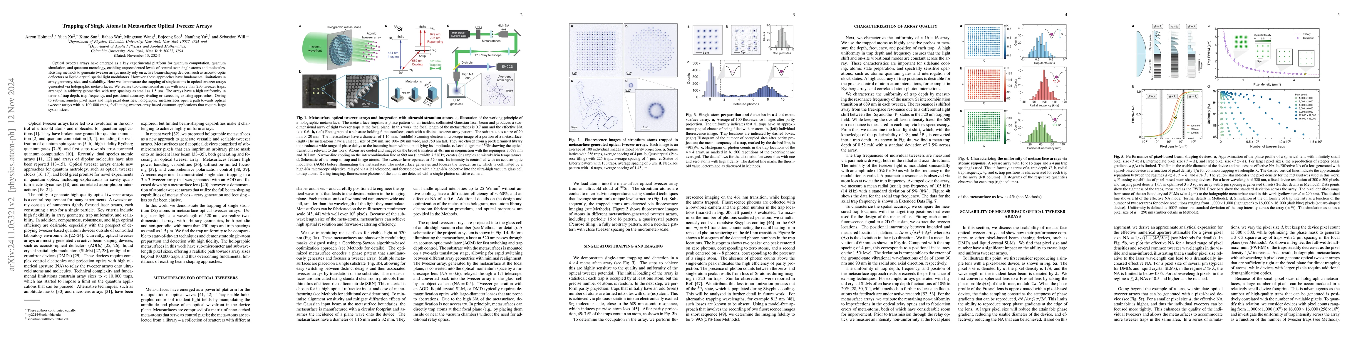 Thumbnail for Trapping of Single Atoms in Metasurface Optical Tweezer Arrays