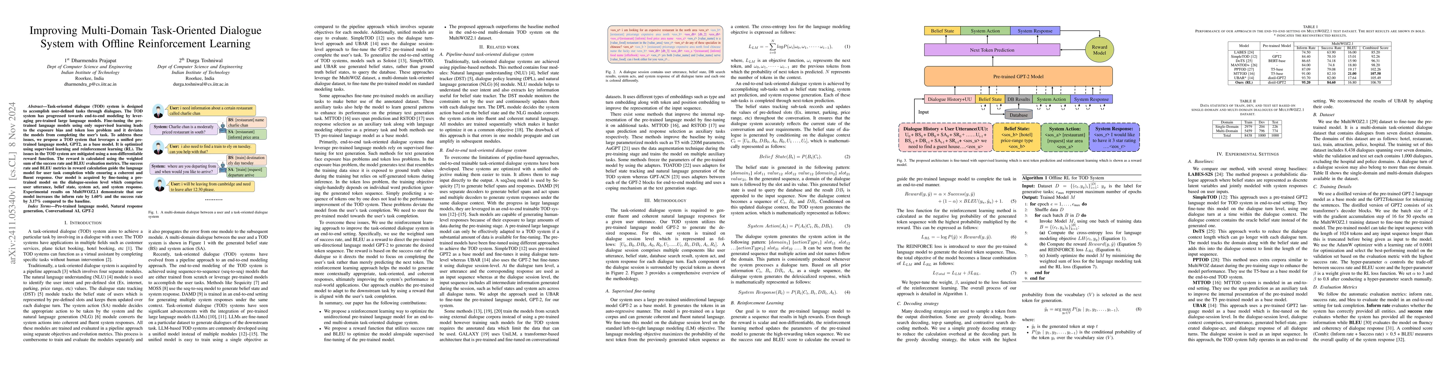 Thumbnail for Improving Multi-Domain Task-Oriented Dialogue System with Offline
  Reinforcement Learning