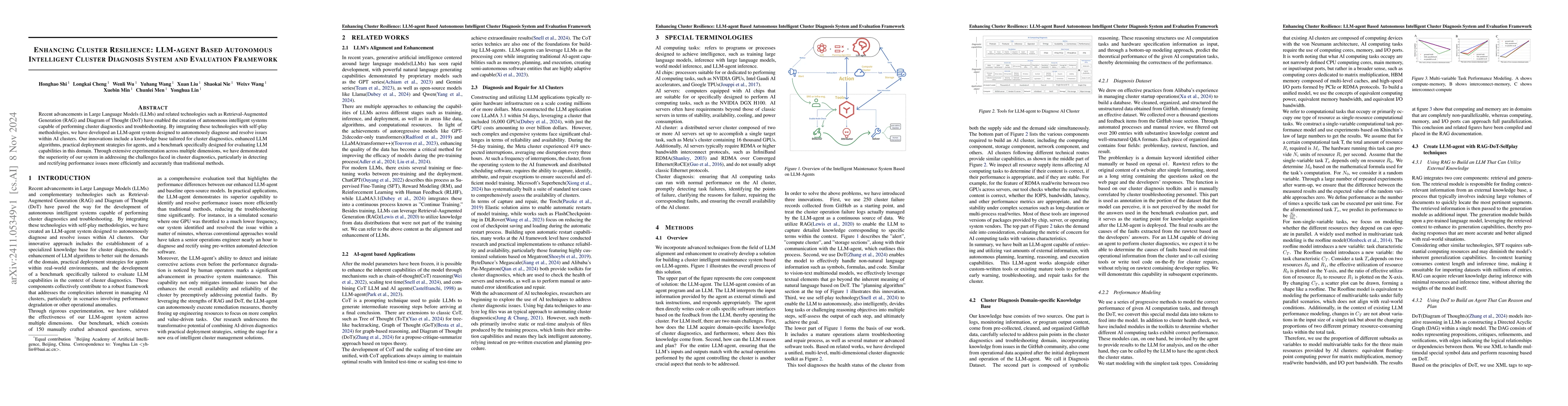 Thumbnail for Enhancing Cluster Resilience: LLM-agent Based Autonomous Intelligent
  Cluster Diagnosis System and Evaluation Framework