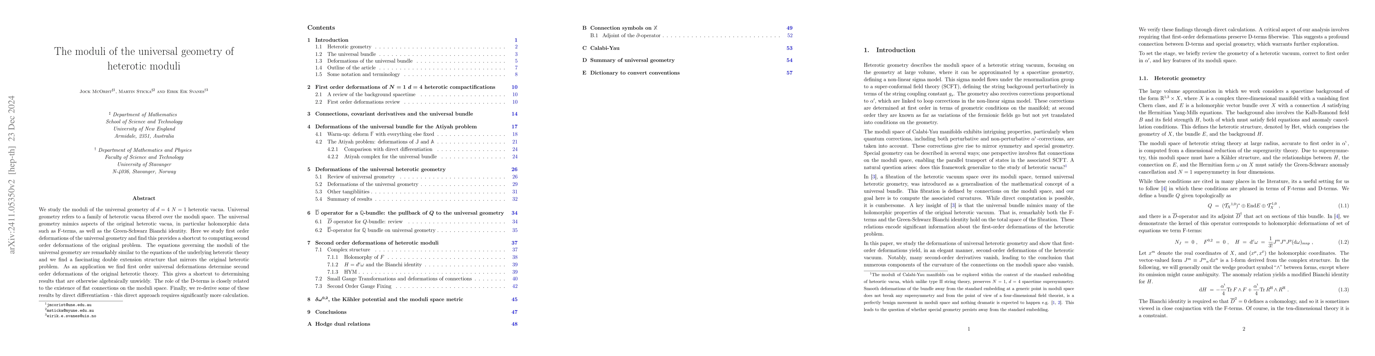 Thumbnail for The moduli of the universal geometry of heterotic moduli