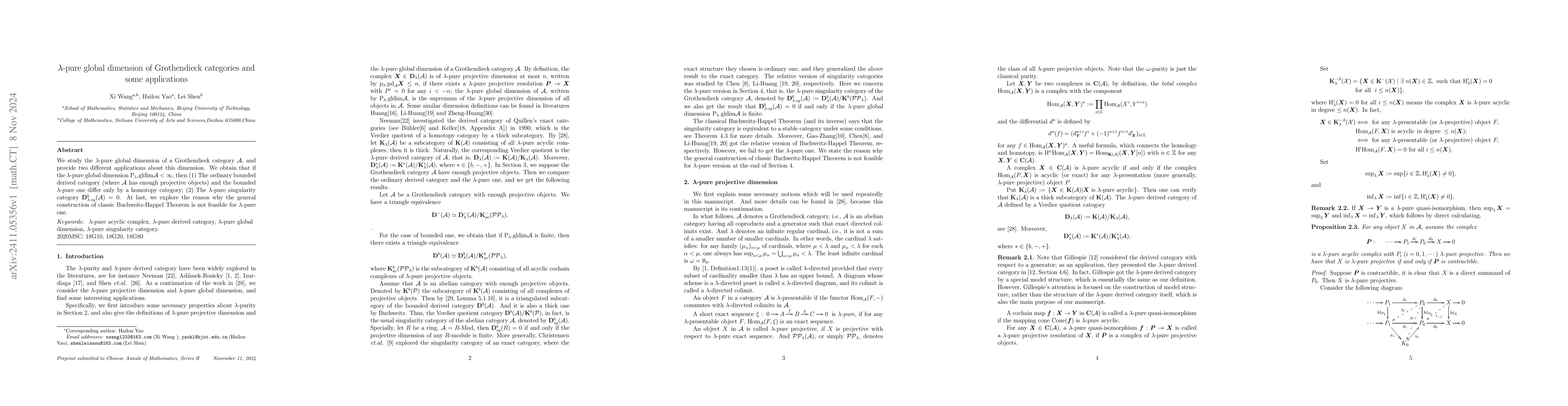 Thumbnail for Lambda-pure global dimension of Grothendieck categories and some
  applications