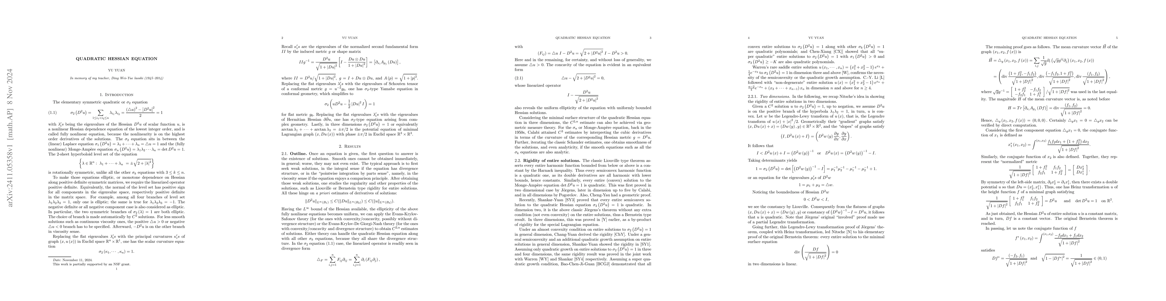 Thumbnail for Quadratic Hessian equation