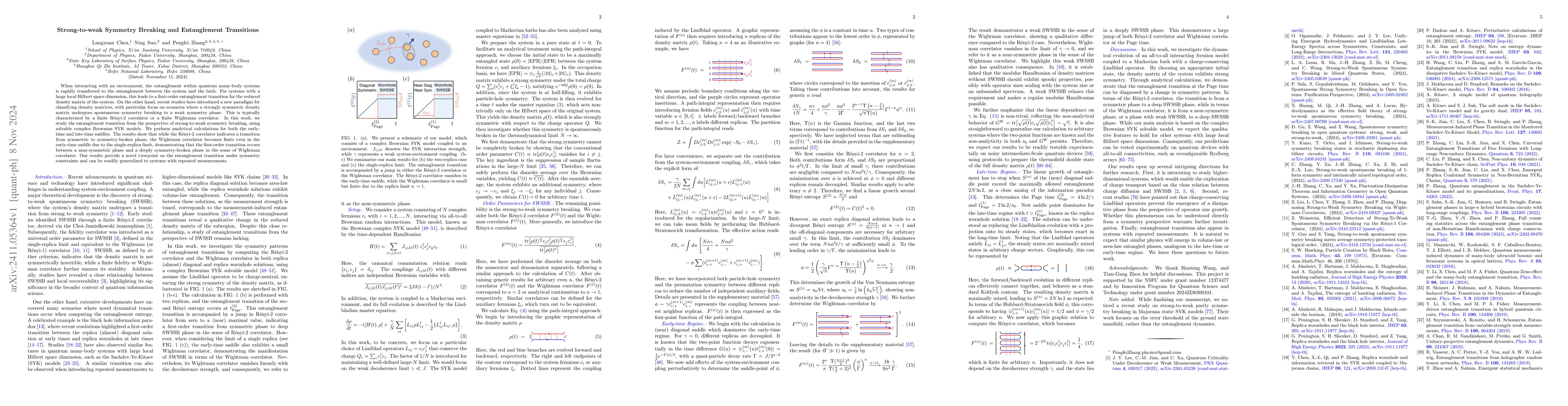 Thumbnail for Strong-to-weak Symmetry Breaking and Entanglement Transitions