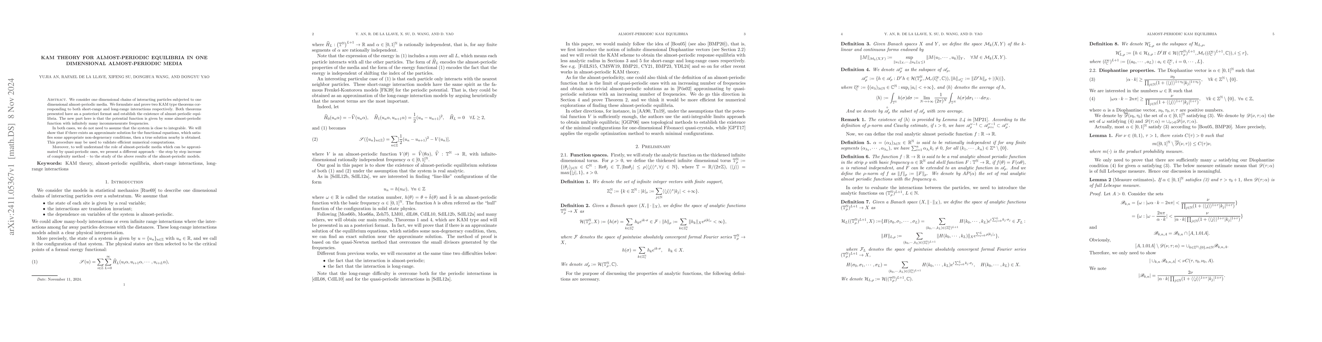 Thumbnail for KAM Theory for almost-periodic equilibria in one dimensional
  almost-periodic media