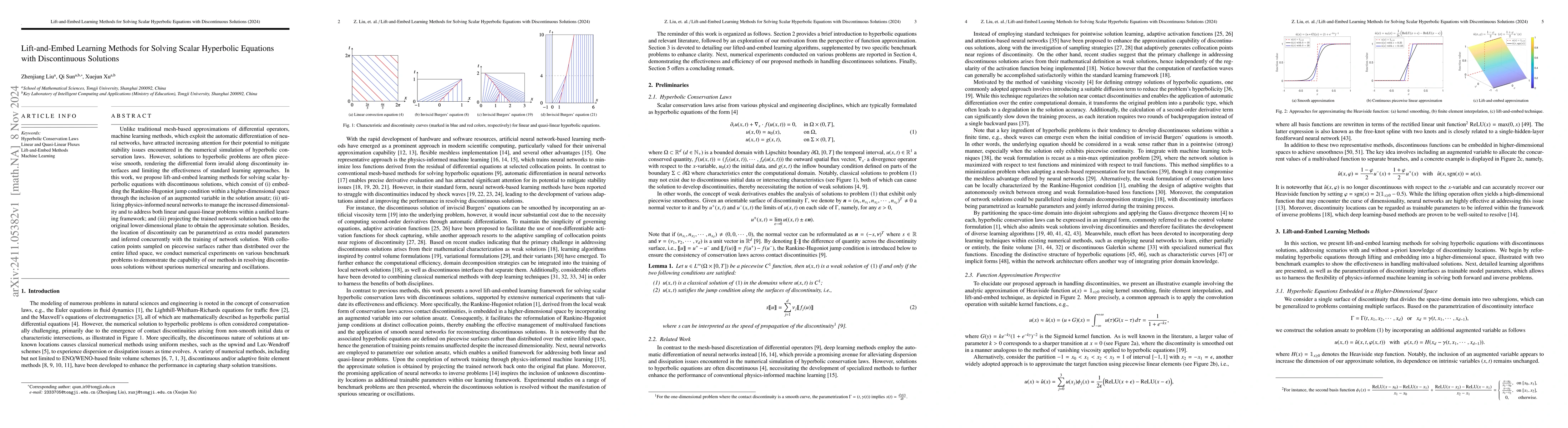 Thumbnail for Lift-and-Embed Learning Methods for Solving Scalar Hyperbolic Equations
  with Discontinuous Solutions