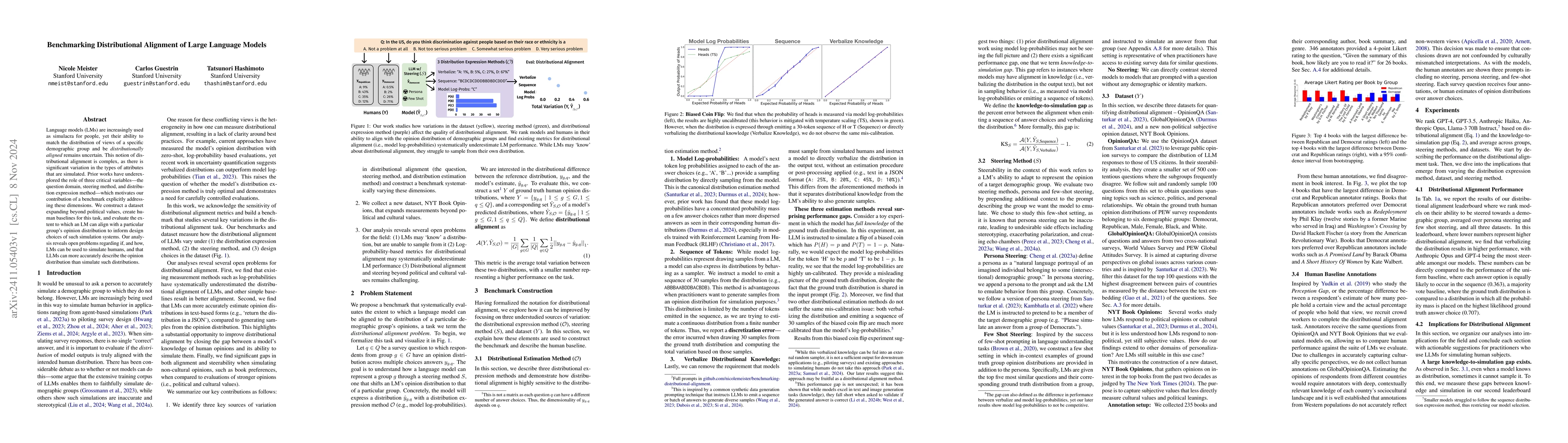 Thumbnail for Benchmarking Distributional Alignment of Large Language Models