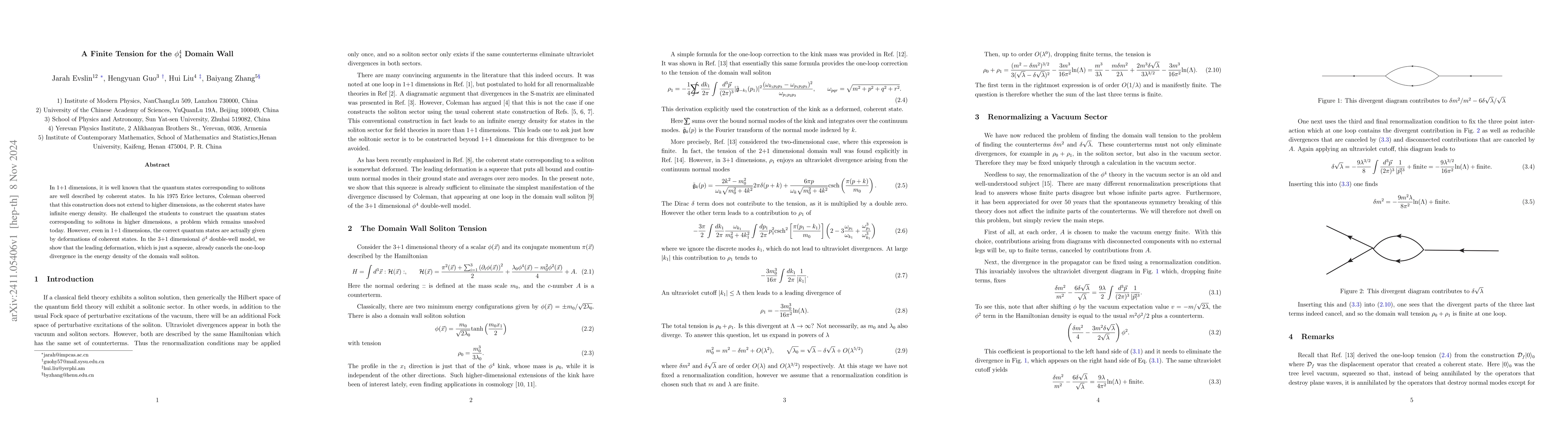 Thumbnail for A Finite Tension for the $φ^4_4$ Domain Wall