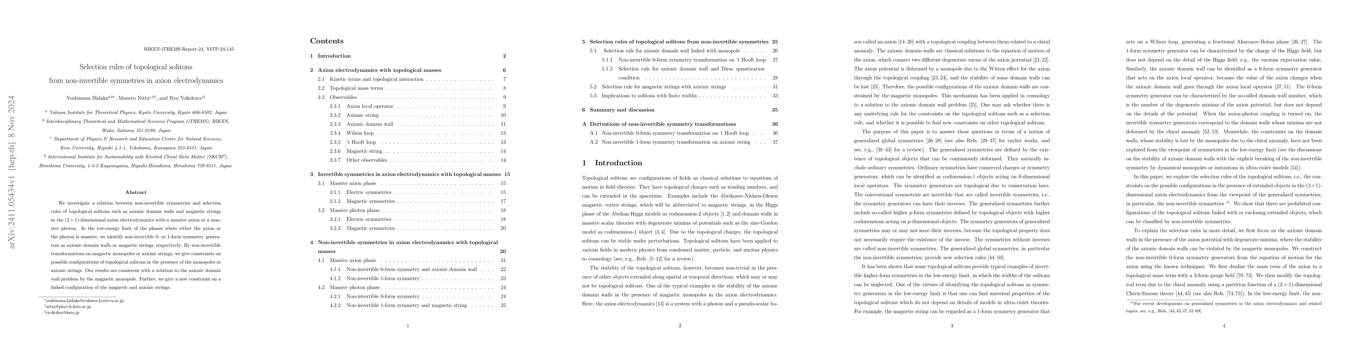 Thumbnail for Selection rules of topological solitons from non-invertible symmetries
  in axion electrodynamics