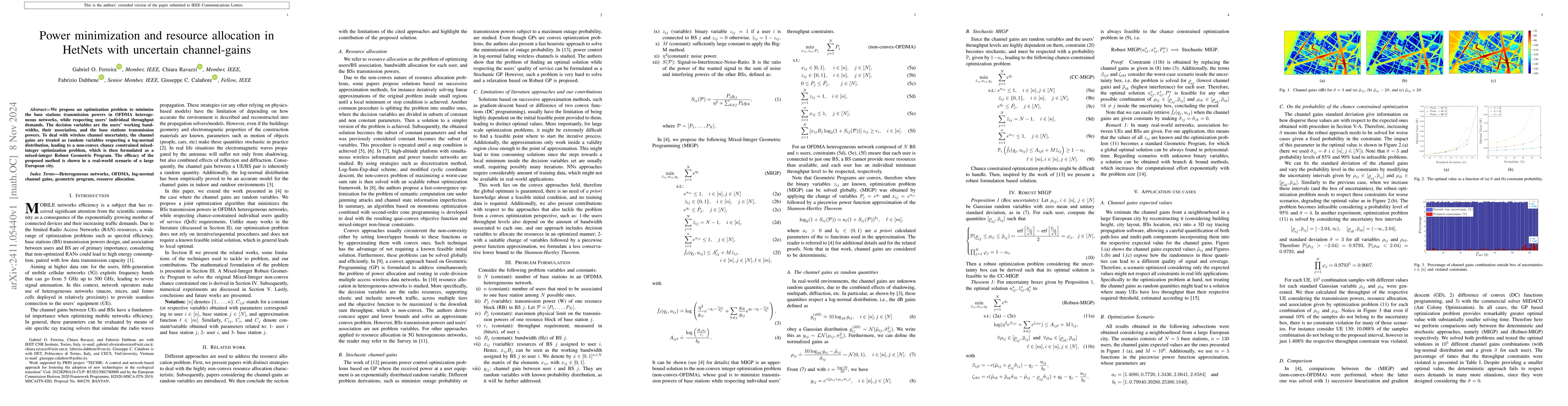 Thumbnail for Power minimization and resource allocation in HetNets with uncertain
  channel-gains