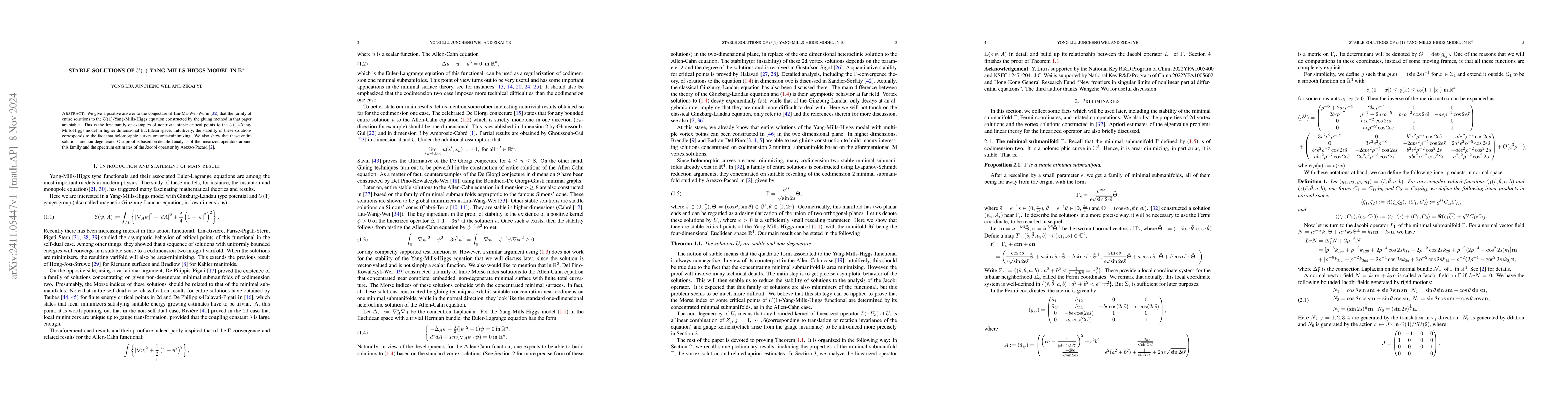 Thumbnail for Stable solutions of $U(1)$ Yang-Mills-Higgs model in $\mathbb{R}^4$