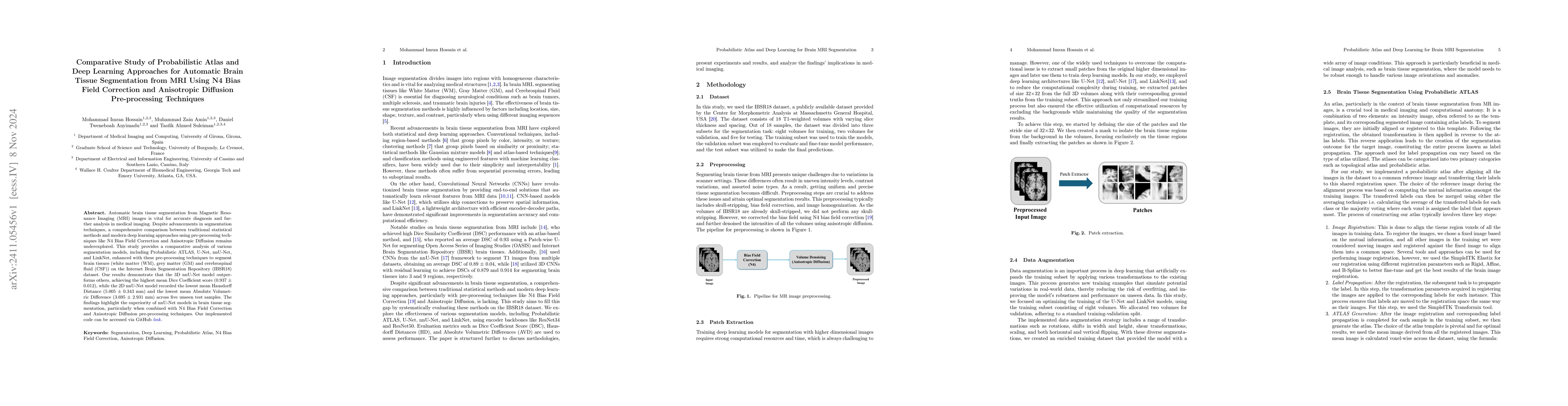 Thumbnail for Comparative Study of Probabilistic Atlas and Deep Learning Approaches
  for Automatic Brain Tissue Segmentation from MRI Using N4 Bias Field
  Correction and Anisotropic Diffusion Pre-processing Techniques