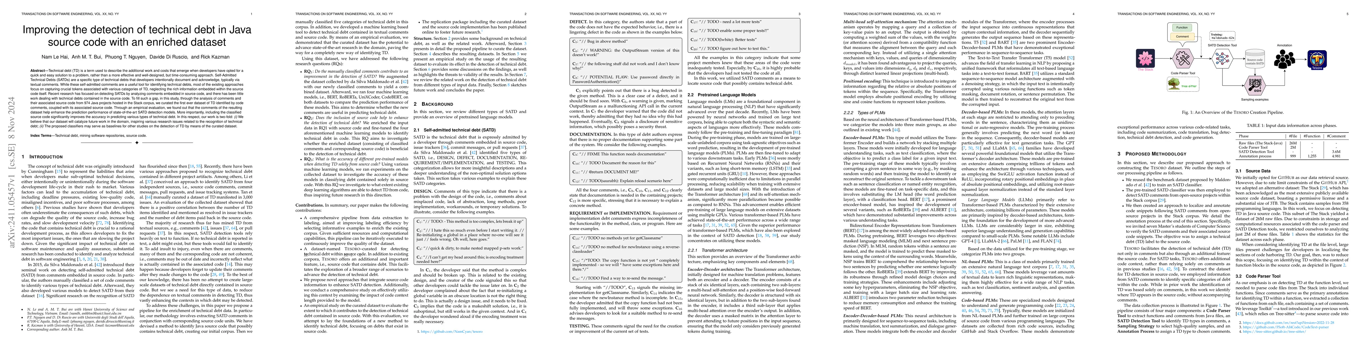 Thumbnail for Improving the detection of technical debt in Java source code with an
  enriched dataset