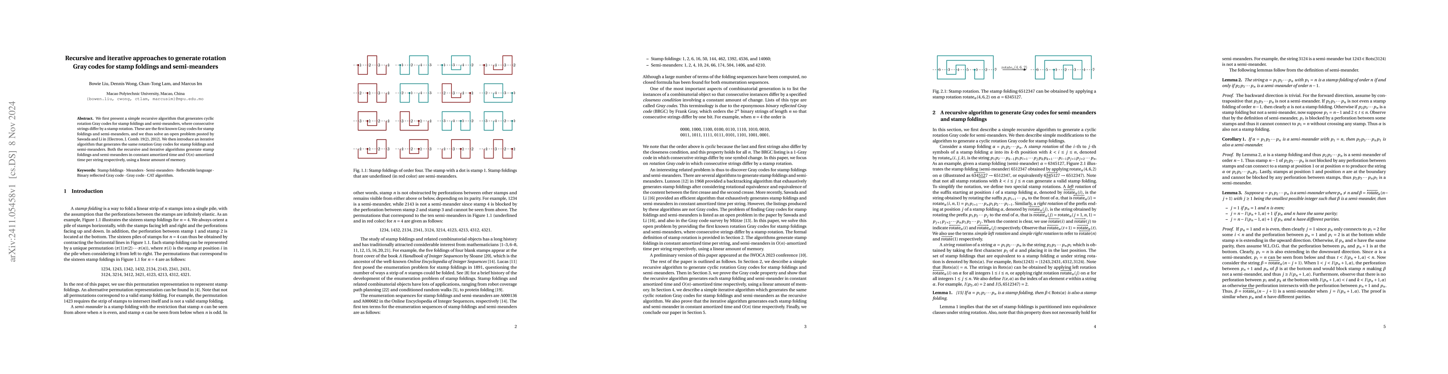 Thumbnail for Recursive and iterative approaches to generate rotation Gray codes for
  stamp foldings and semi-meanders