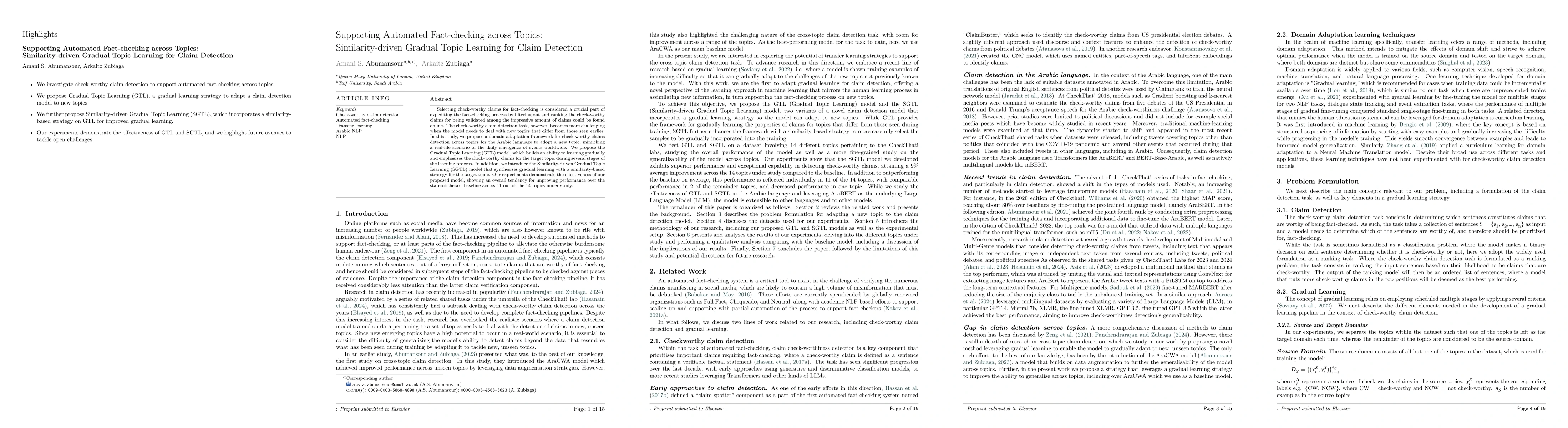 Thumbnail for Supporting Automated Fact-checking across Topics: Similarity-driven
  Gradual Topic Learning for Claim Detection