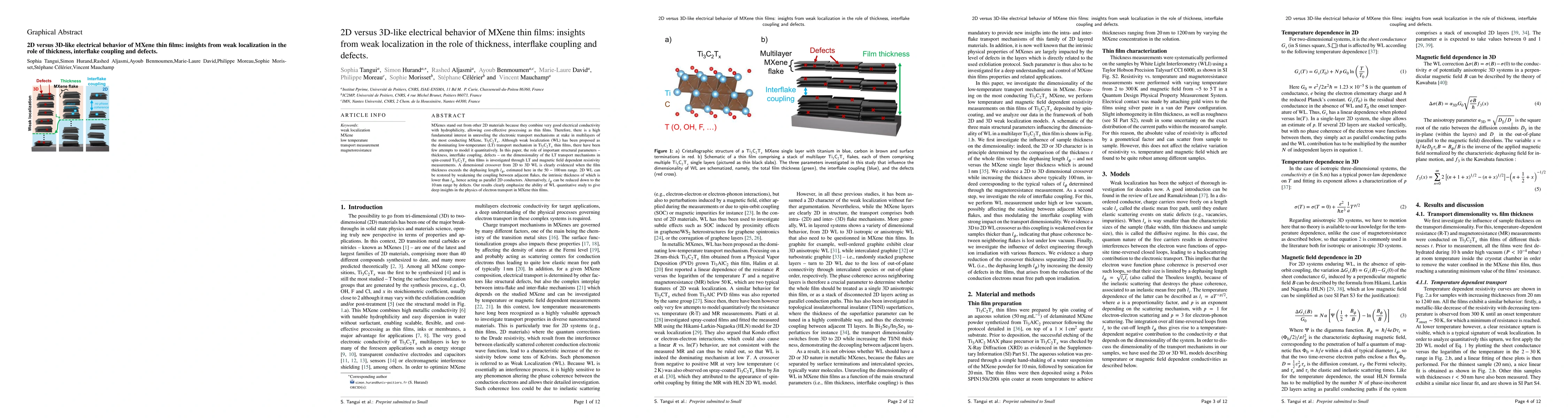 Thumbnail for 2D versus 3D-like electrical behavior of MXene thin films: insights from
  weak localization in the role of thickness, interflake coupling and defects