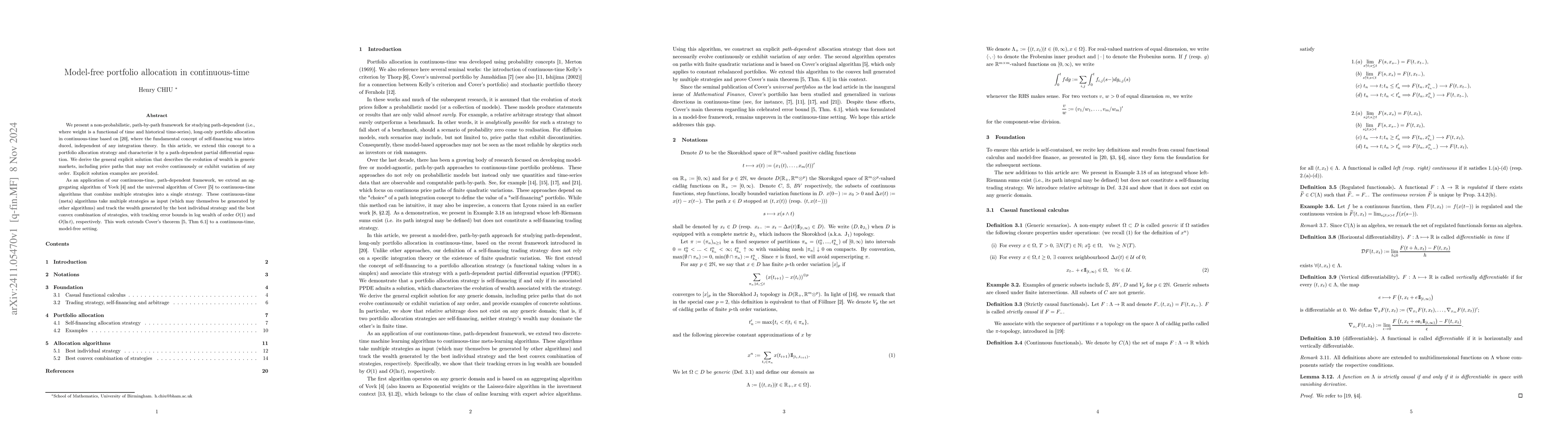 Thumbnail for Model-free portfolio allocation in continuous-time