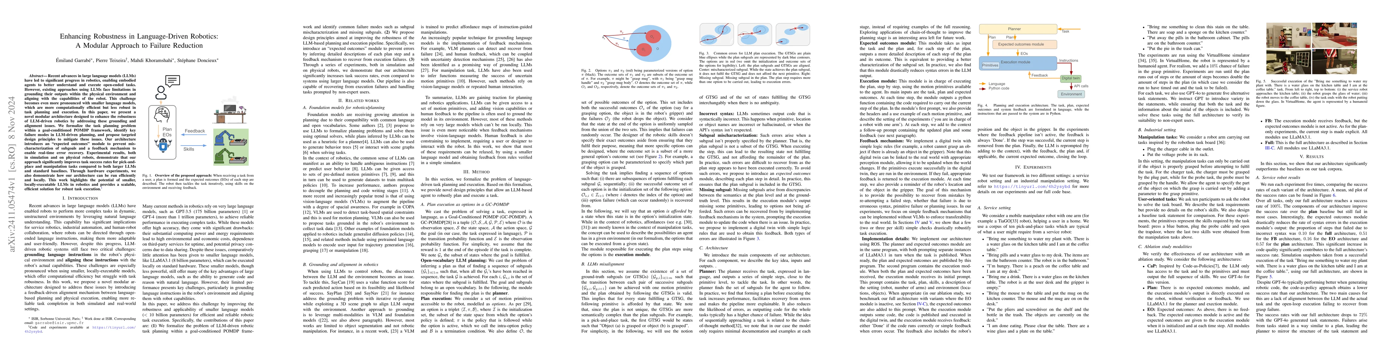 Thumbnail for Enhancing Robustness in Language-Driven Robotics: A Modular Approach to
  Failure Reduction