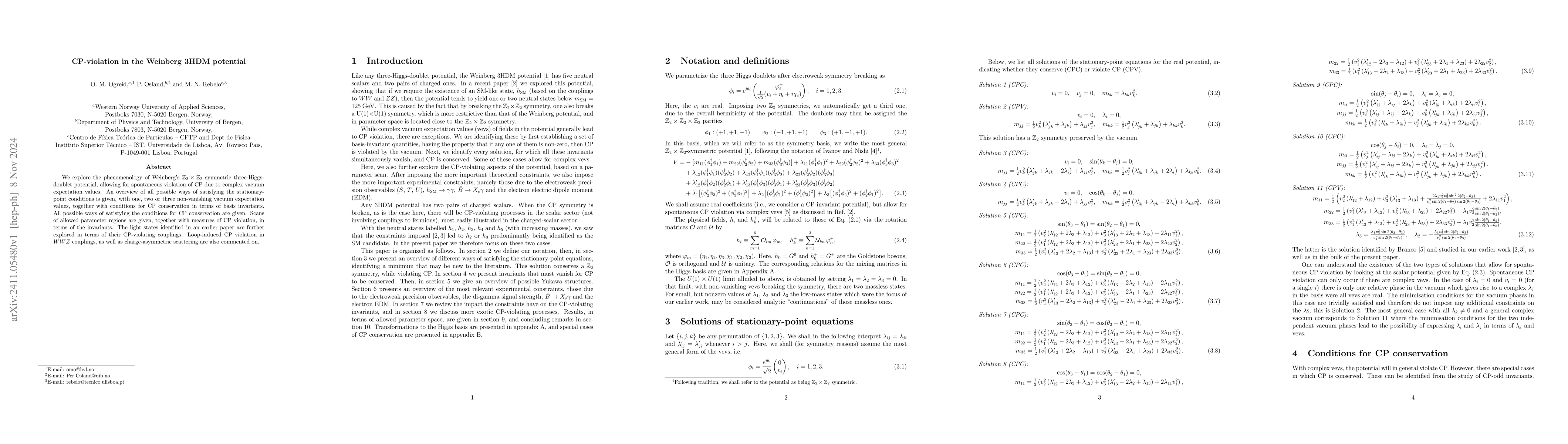 Thumbnail for CP-violation in the Weinberg 3HDM potential