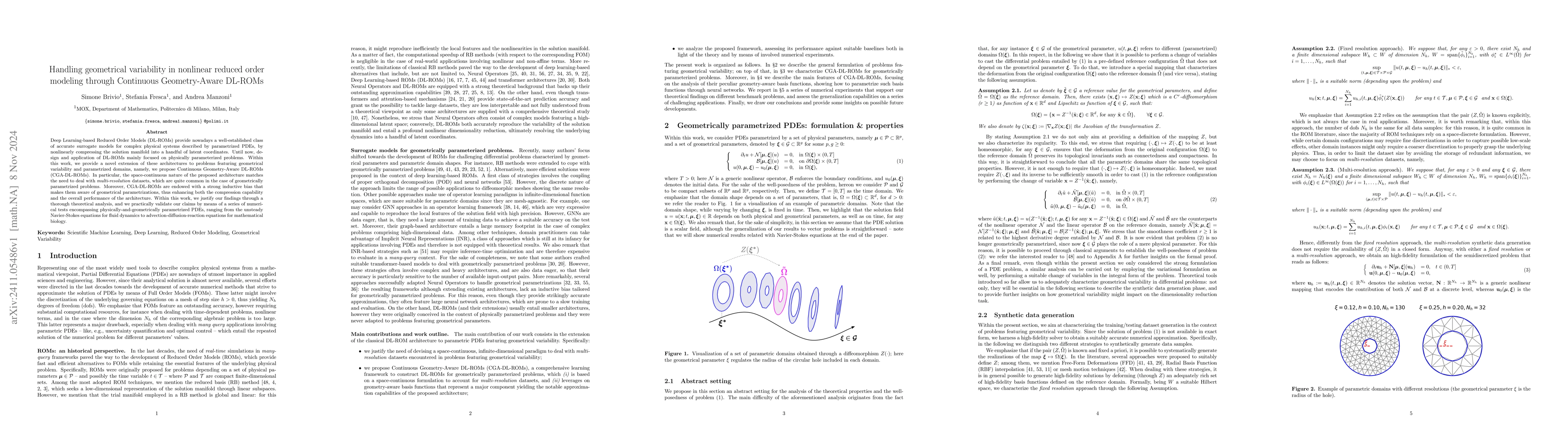 Thumbnail for Handling geometrical variability in nonlinear reduced order modeling
  through Continuous Geometry-Aware DL-ROMs