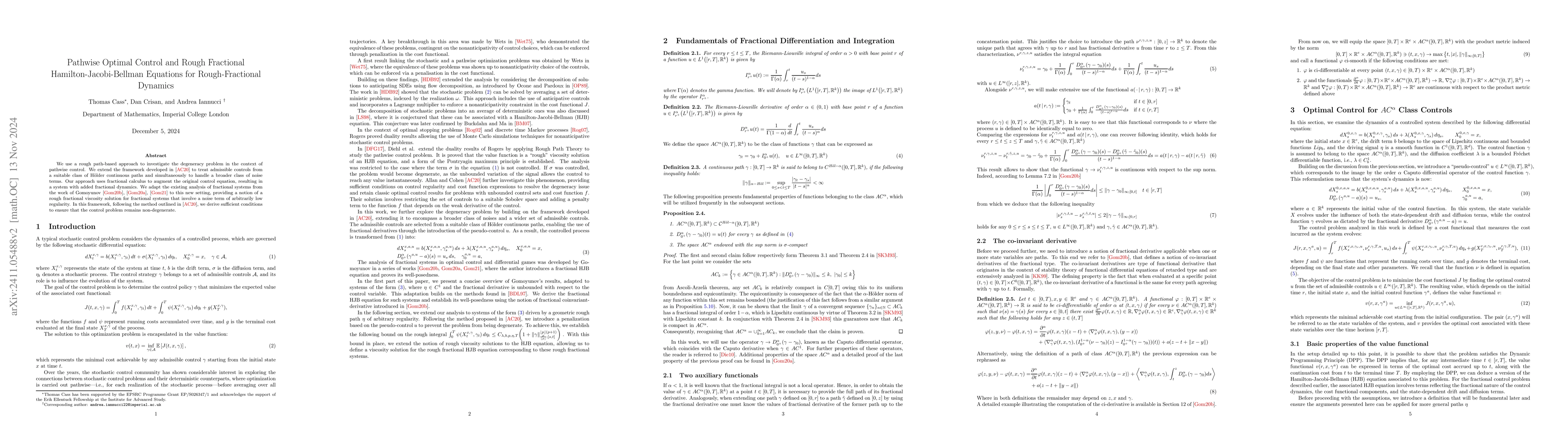 Thumbnail for Pathwise Optimal Control and Rough Fractional Hamilton-Jacobi-Bellman
  Equations for Rough-Fractional Dynamics