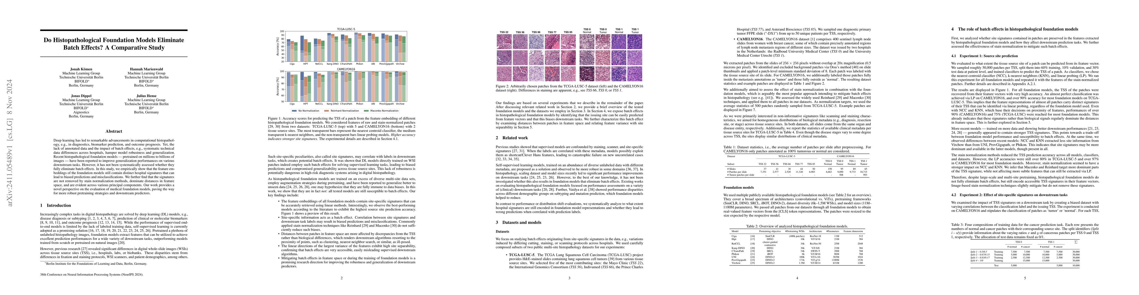 Thumbnail for Do Histopathological Foundation Models Eliminate Batch Effects? A
  Comparative Study