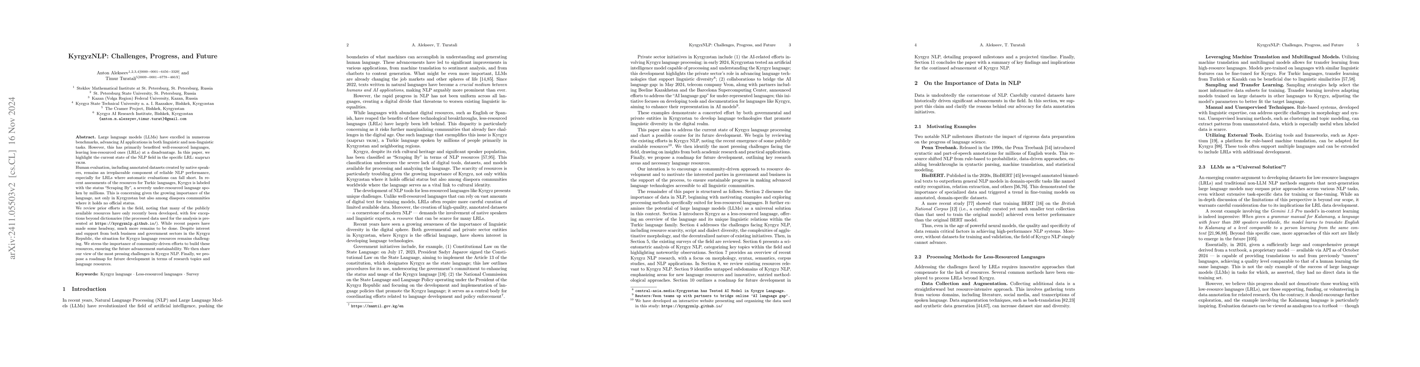 Thumbnail for KyrgyzNLP: Challenges, Progress, and Future