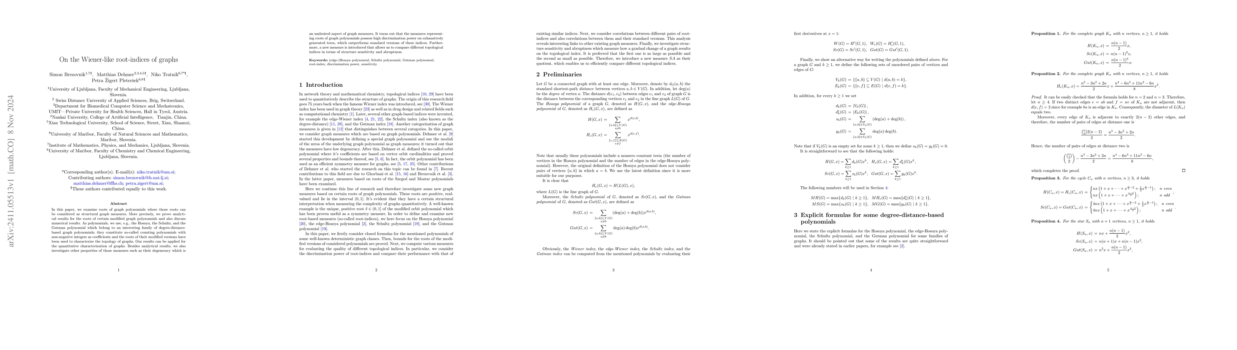 Thumbnail for On the Wiener-like root-indices of graphs