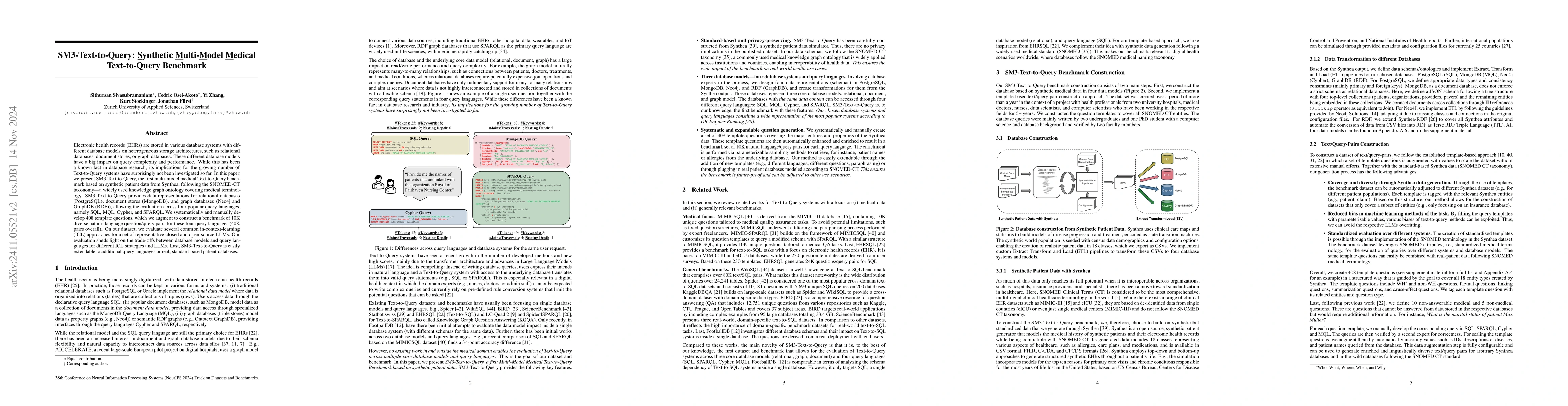 Thumbnail for SM3-Text-to-Query: Synthetic Multi-Model Medical Text-to-Query Benchmark