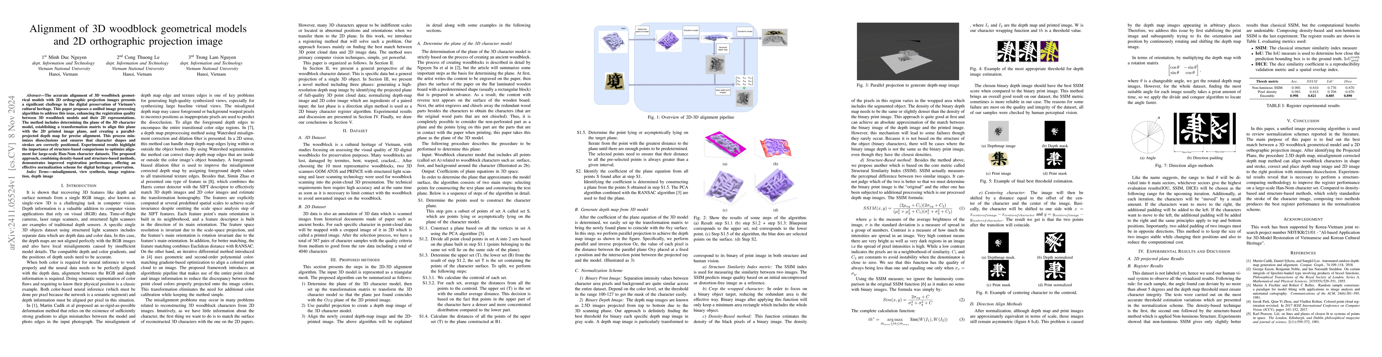 Thumbnail for Alignment of 3D woodblock geometrical models and 2D orthographic
  projection image