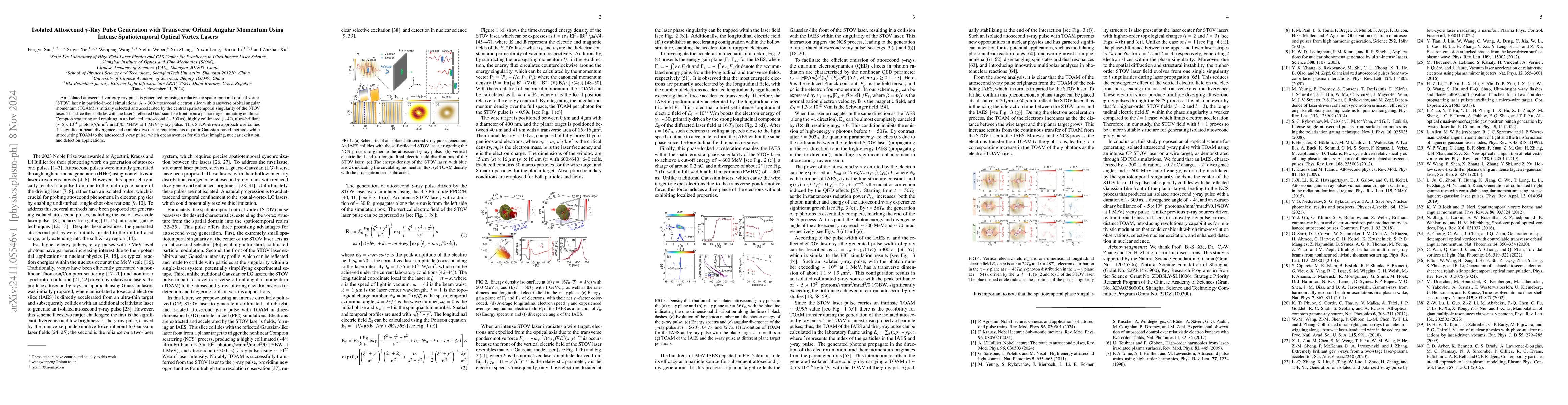Thumbnail for Isolated Attosecond $γ$-Ray Pulse Generation with Transverse
  Orbital Angular Momentum Using Intense Spatiotemporal Optical Vortex Lasers