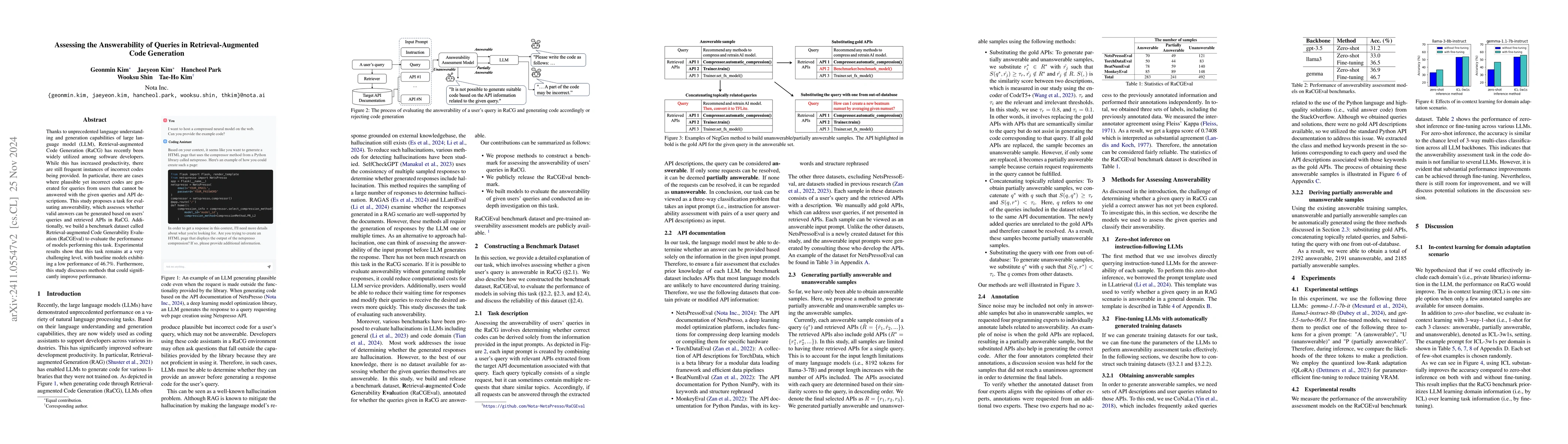 Thumbnail for Assessing the Answerability of Queries in Retrieval-Augmented Code
  Generation