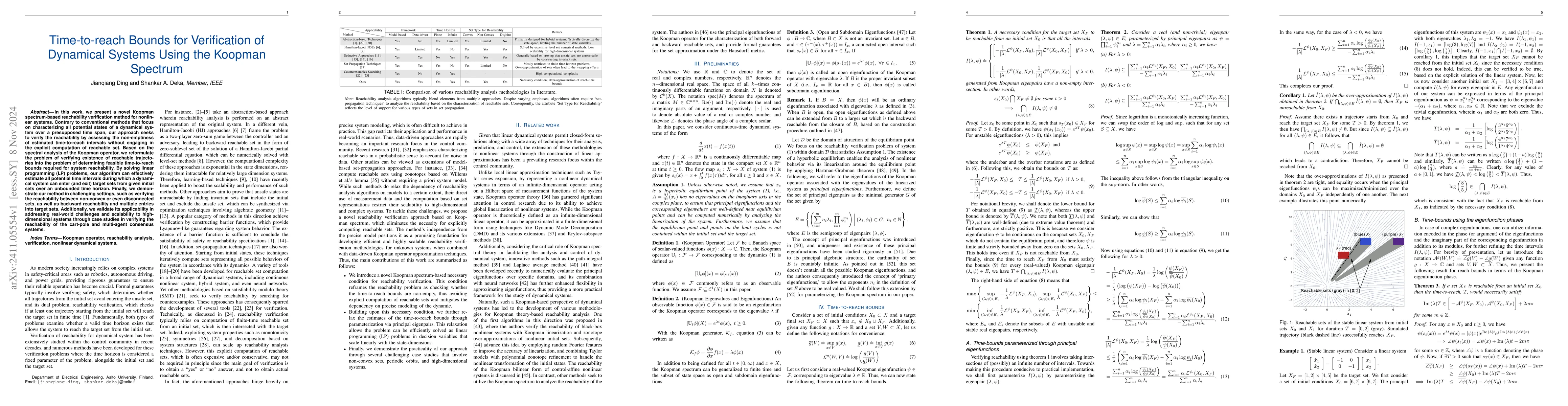 Thumbnail for Time-to-reach Bounds for Verification of Dynamical Systems Using the
  Koopman Spectrum