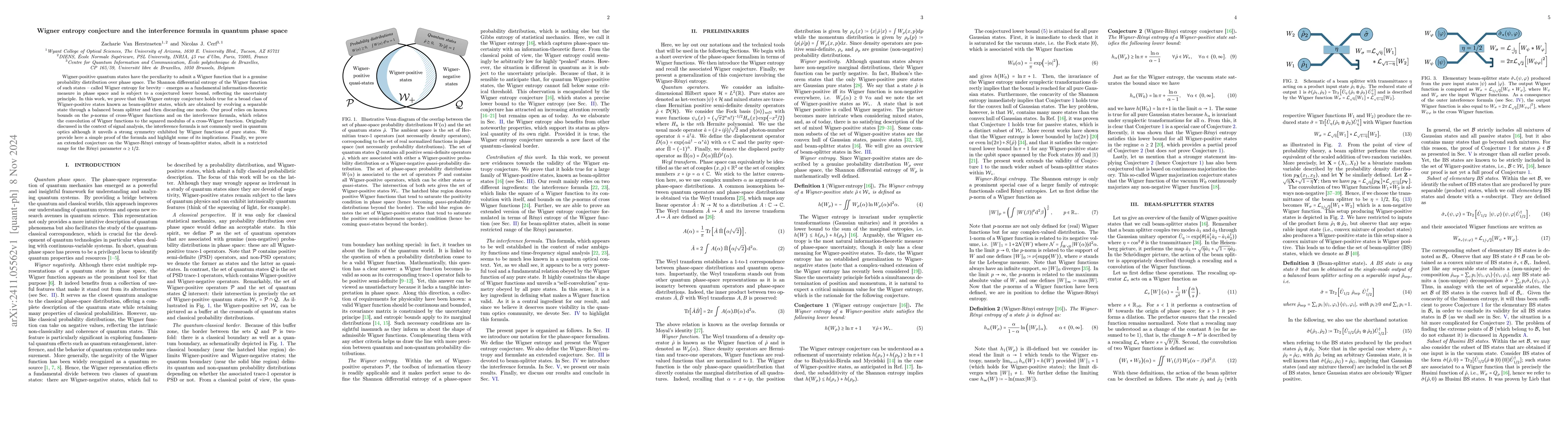 Thumbnail for Wigner entropy conjecture and the interference formula in quantum phase
  space