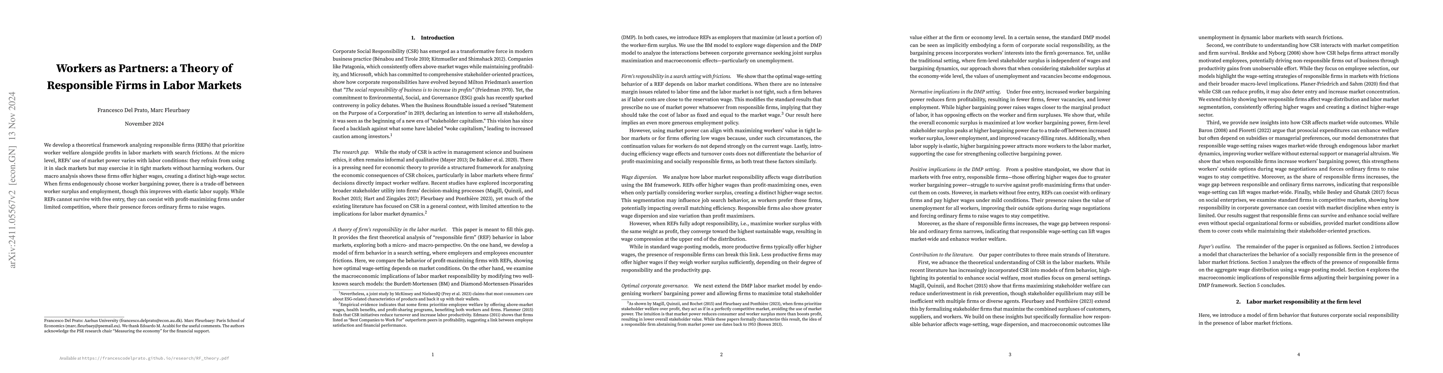 Thumbnail for Workers as Partners: a Theory of Responsible Firms in Labor Markets