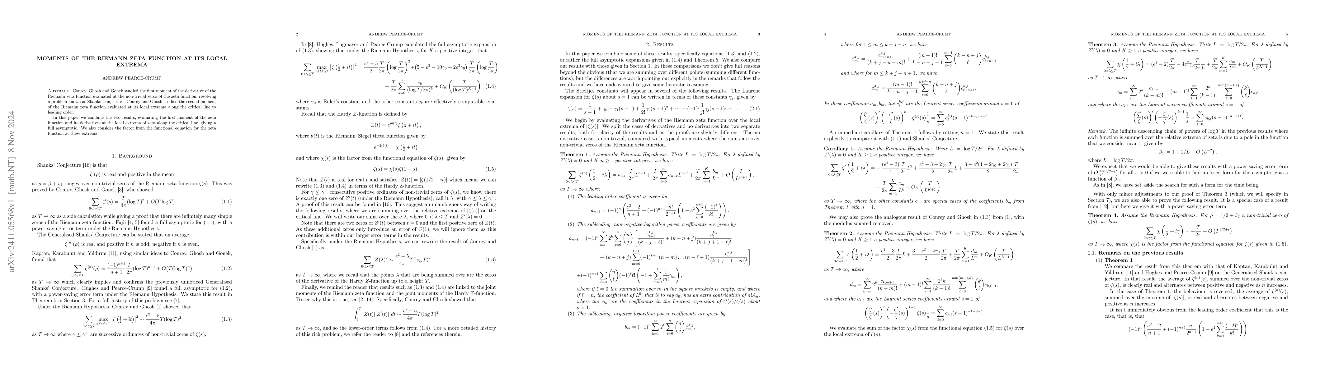 Thumbnail for Moments of the Riemann zeta function at its local extrema