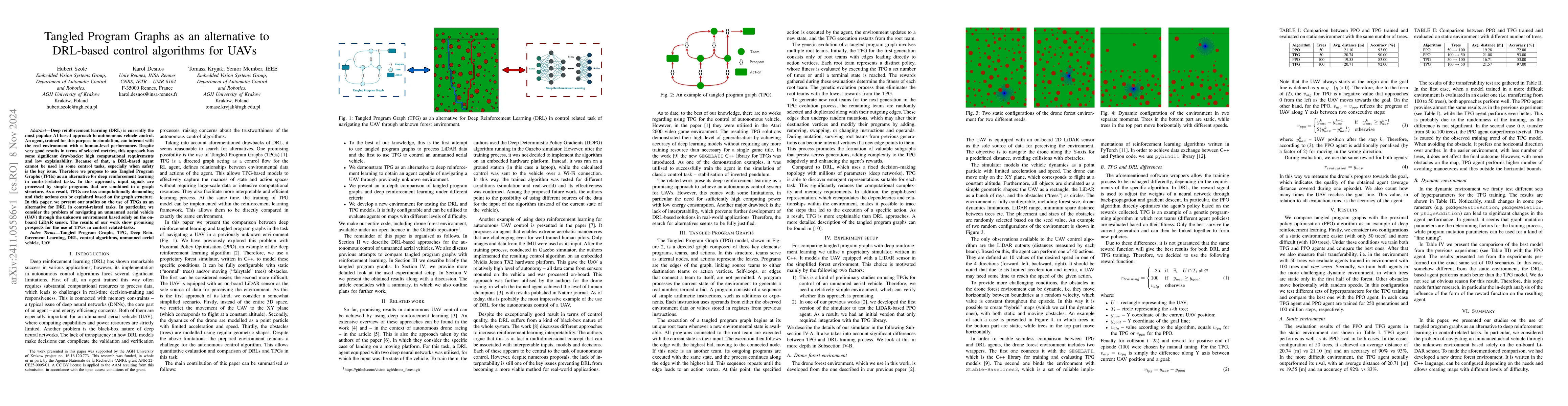 Thumbnail for Tangled Program Graphs as an alternative to DRL-based control algorithms
  for UAVs