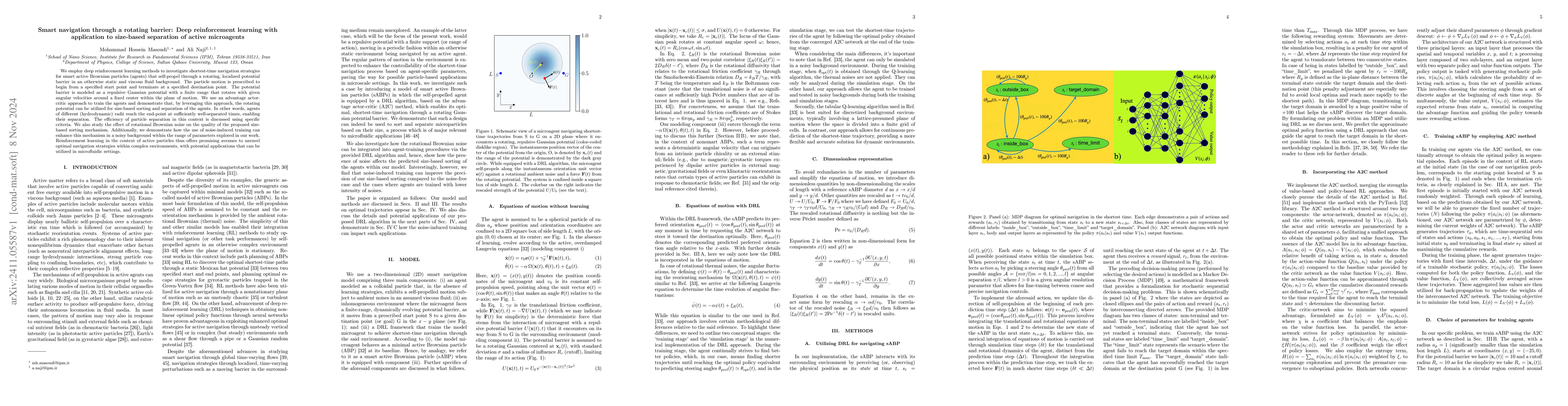 Thumbnail for Smart navigation through a rotating barrier: Deep reinforcement learning
  with application to size-based separation of active microagents