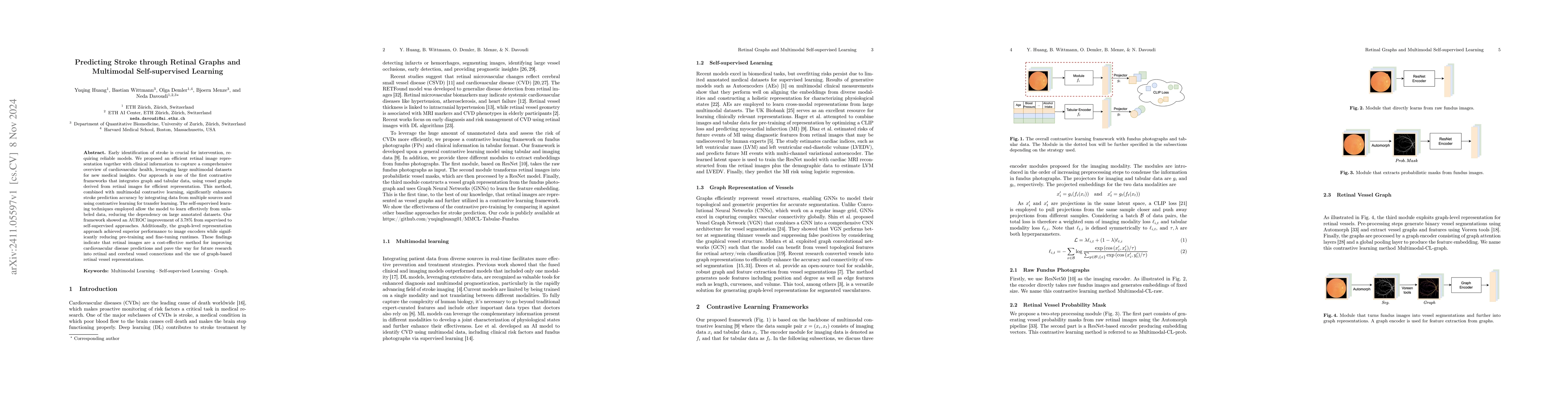 Thumbnail for Predicting Stroke through Retinal Graphs and Multimodal Self-supervised
  Learning