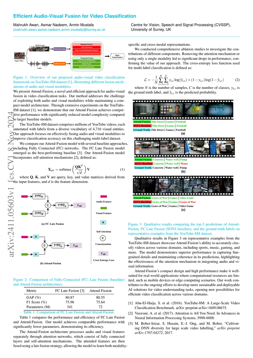 Thumbnail for Efficient Audio-Visual Fusion for Video Classification