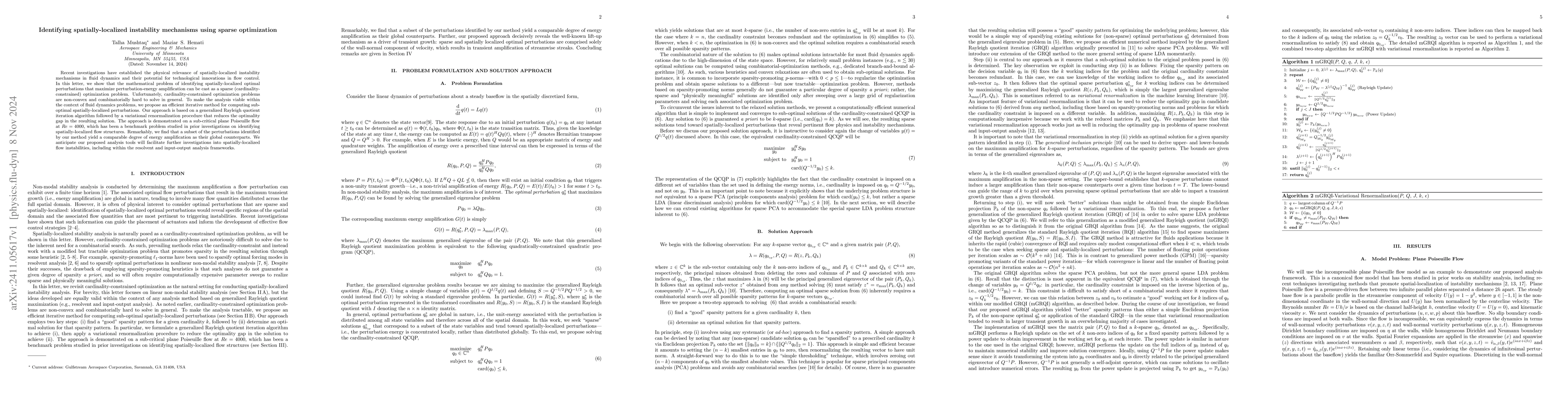 Thumbnail for Identifying spatially-localized instability mechanisms using sparse
  optimization