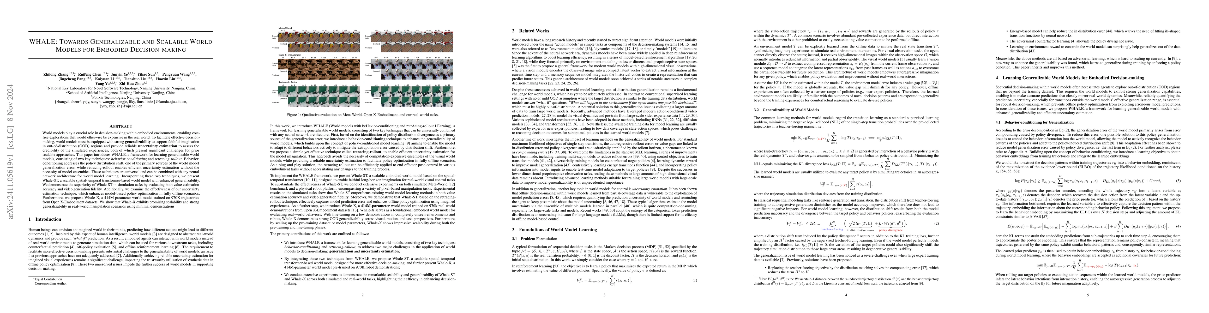 Thumbnail for WHALE: Towards Generalizable and Scalable World Models for Embodied
  Decision-making