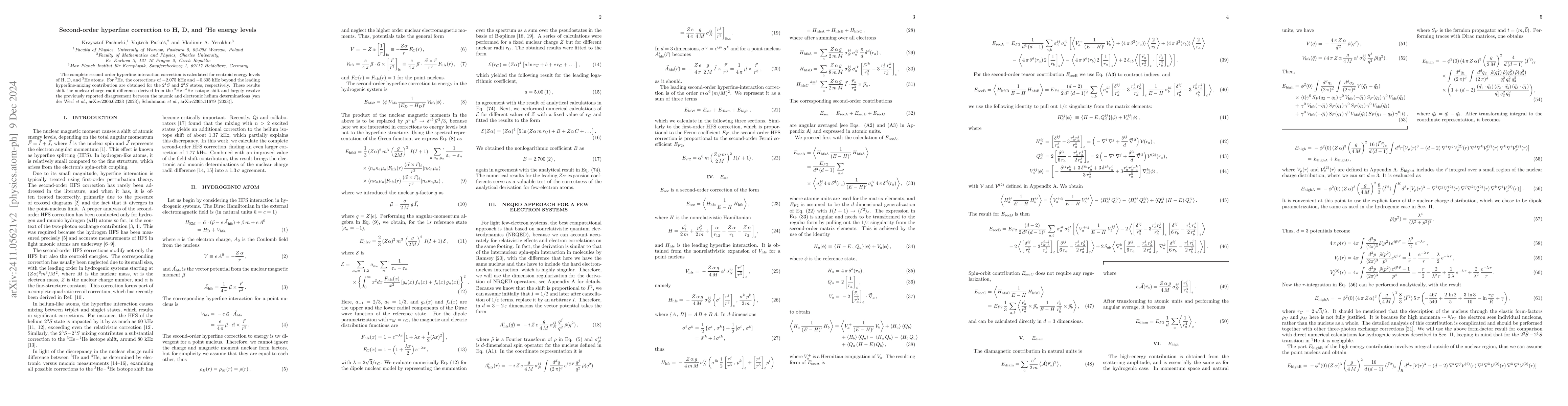 Thumbnail for Second-order hyperfine correction to H, D, and $^3$He energy levels