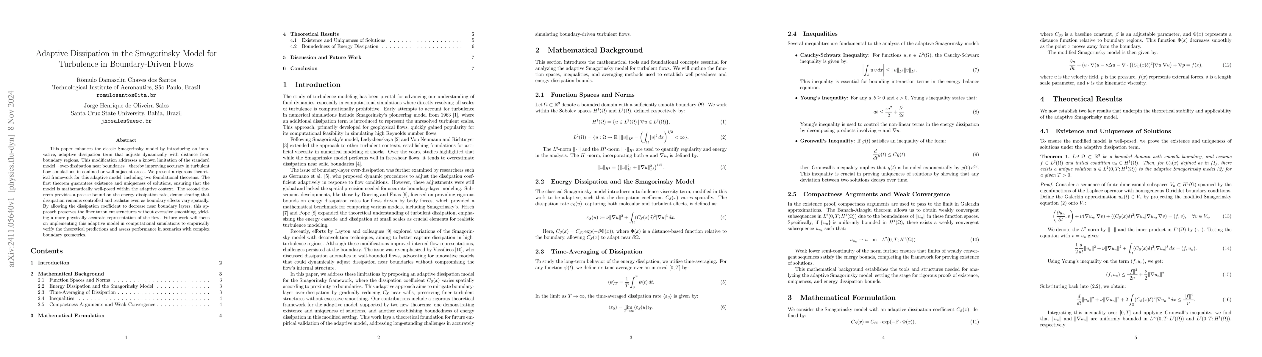 Thumbnail for Adaptive Dissipation in the Smagorinsky Model for Turbulence in
  Boundary-Driven Flows