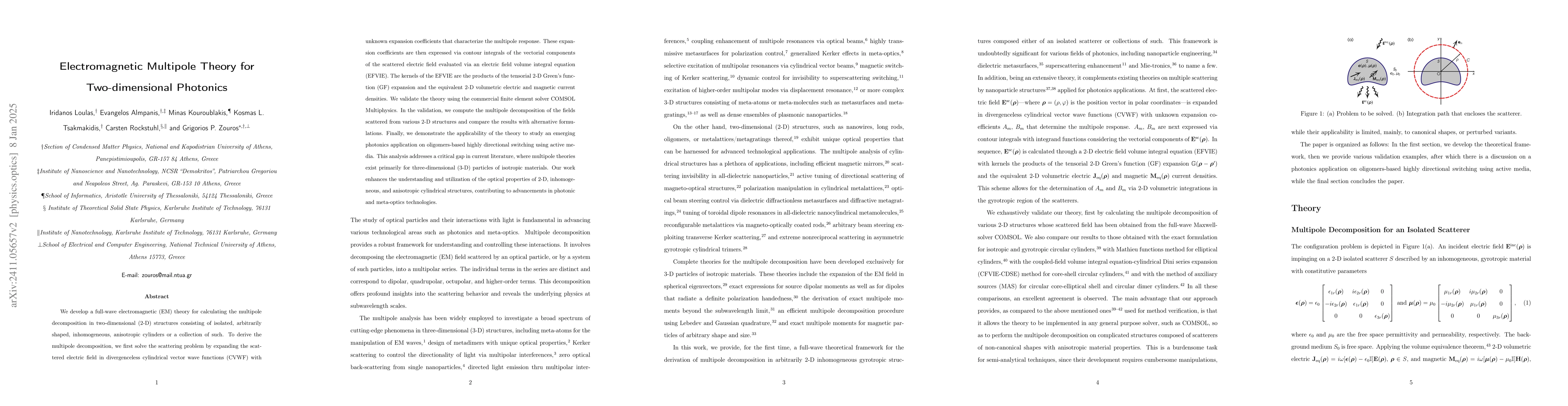 Thumbnail for Electromagnetic Multipole Theory for Two-dimensional Photonics