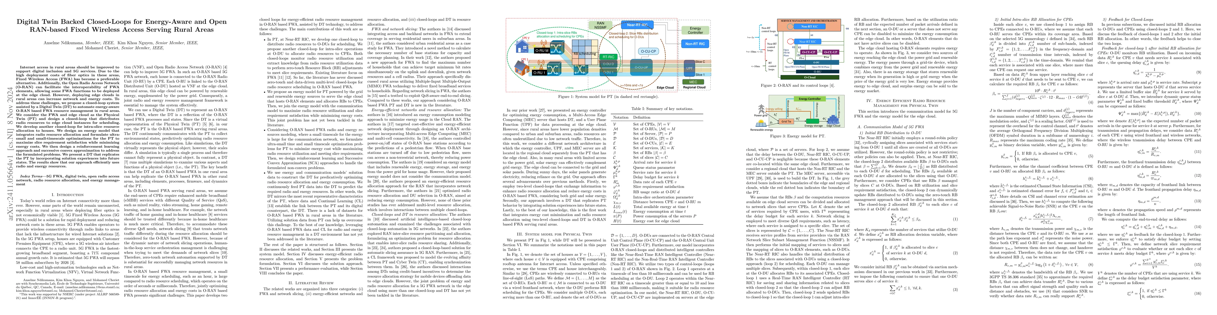Thumbnail for Digital Twin Backed Closed-Loops for Energy-Aware and Open RAN-based
  Fixed Wireless Access Serving Rural Areas