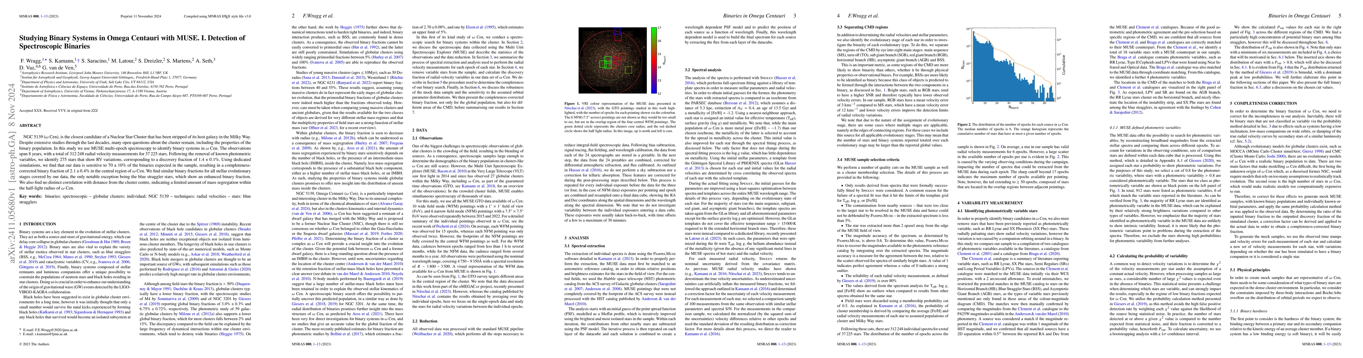 Thumbnail for Studying Binary Systems in Omega Centauri with MUSE. I. Detection of
  Spectroscopic Binaries