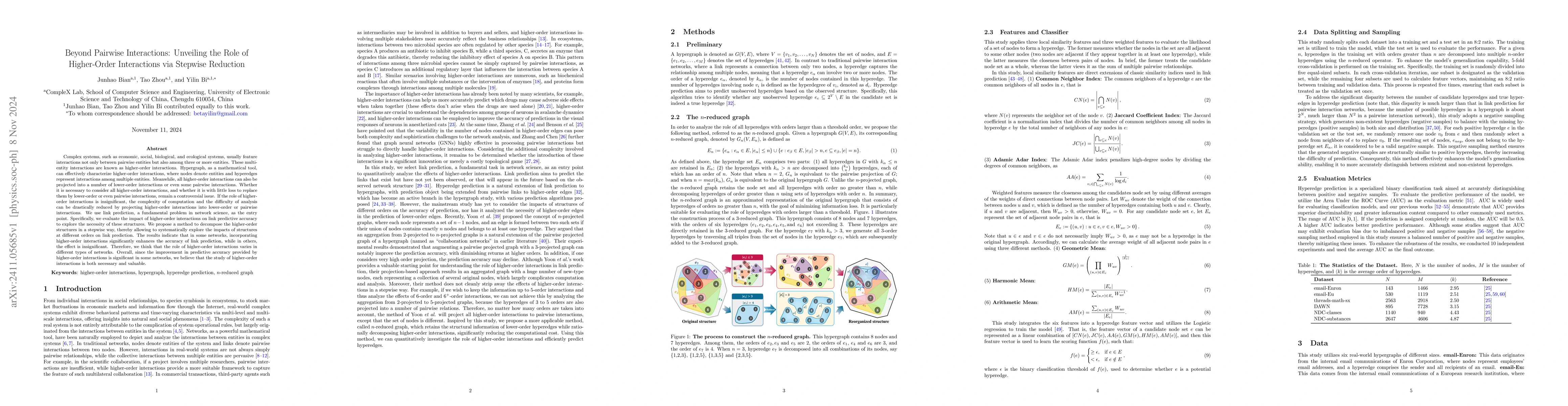 Thumbnail for Beyond Pairwise Interactions: Unveiling the Role of Higher-Order
  Interactions via Stepwise Reduction