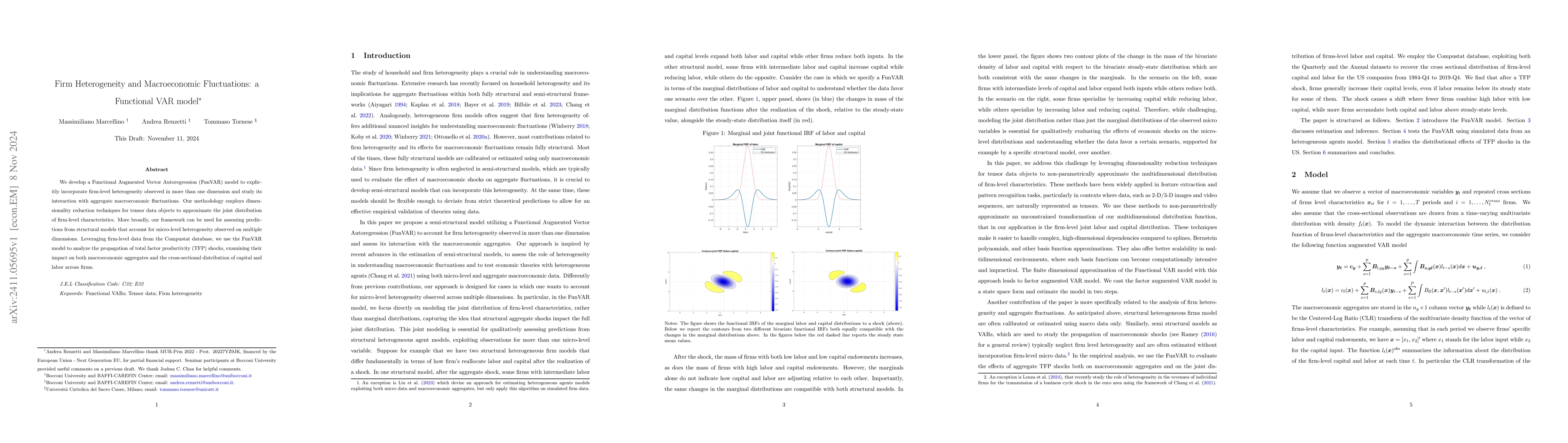 Thumbnail for Firm Heterogeneity and Macroeconomic Fluctuations: a Functional VAR
  model